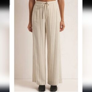 Z Supply Cream Pinstripe Wide Leg Pants